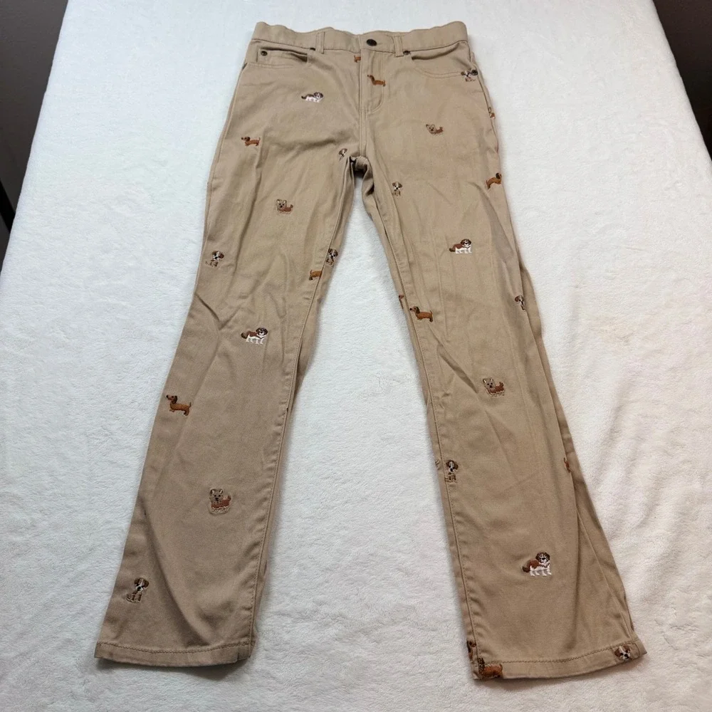 Gymboree Chino‎ Pants Girls Size 10 Tan Good Embroidered Dog Puppy Khaki Chinos